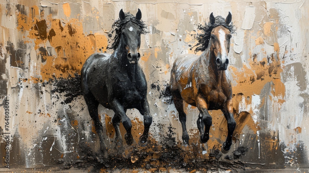 Paintings for modern homes, abstract elements, textured backgrounds, animals, horses, etc. - obrazy, fototapety, plakaty 