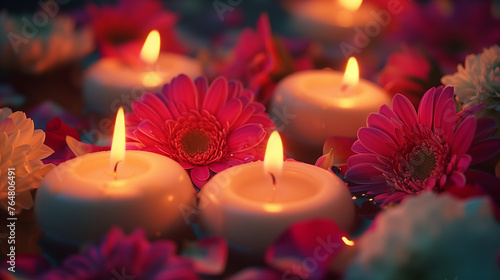 Red Gerberas and Candles