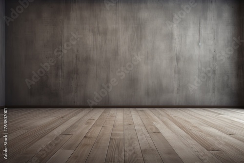 a floor in an empty room with the gray wall