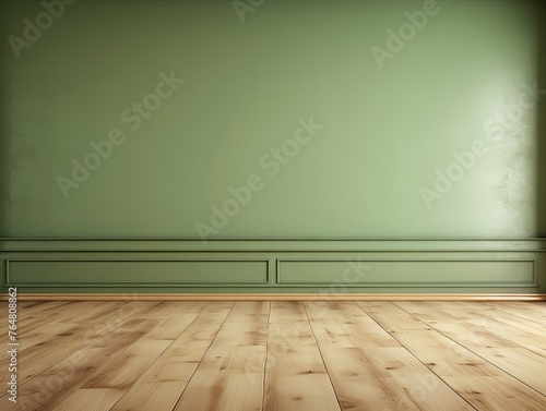 a floor in an empty room with the khaki wall