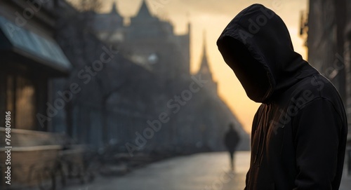 Mysterious silhouette in a hood