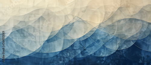 Elegant Overlapping Waves Pattern with Shades of Blue Evoking a Calm Oceanic Vibe