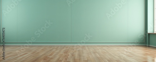 a floor in an empty room with the mint wall