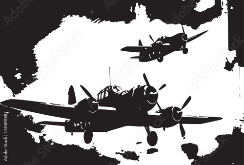 Vintage Sky Warriors Grunge Airplanes Texture