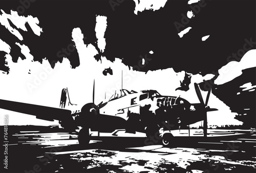 Vintage Sky Warriors Grunge Airplanes Texture