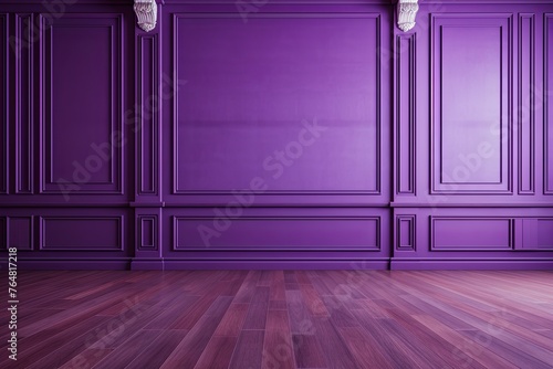 a floor in an empty room with the purple wall