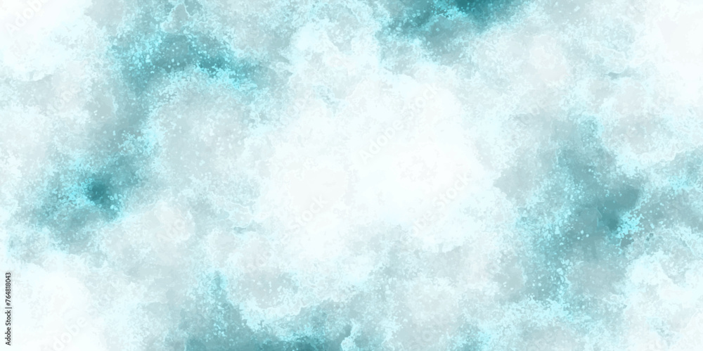Abstract gradient light sky blue shades watercolor background on white paper texture. Blue watercolor hand-painted for background. Sky cloud landscape blue background with tiny clouds. - obrazy, fototapety, plakaty 