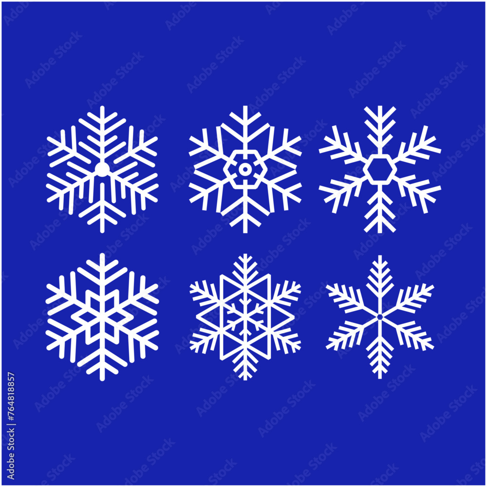 Vector White Snowflakes elements with Red Background Vector White Snowflakes elements with Red Background