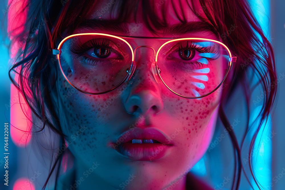 A beautiful woman in a futuristic neon style, perfect as an intro or preview for a music album
A beautiful woman in a futuristic neon style, perfect as an intro or preview for a music album