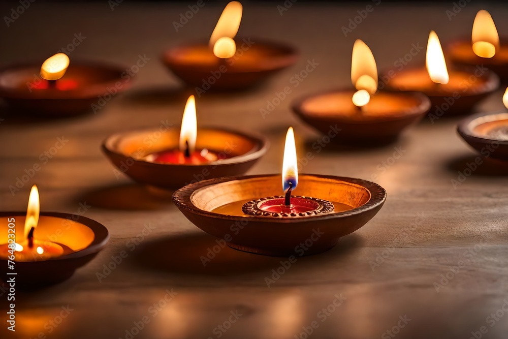 Diya lamp isolated on white background. Diwali festival 