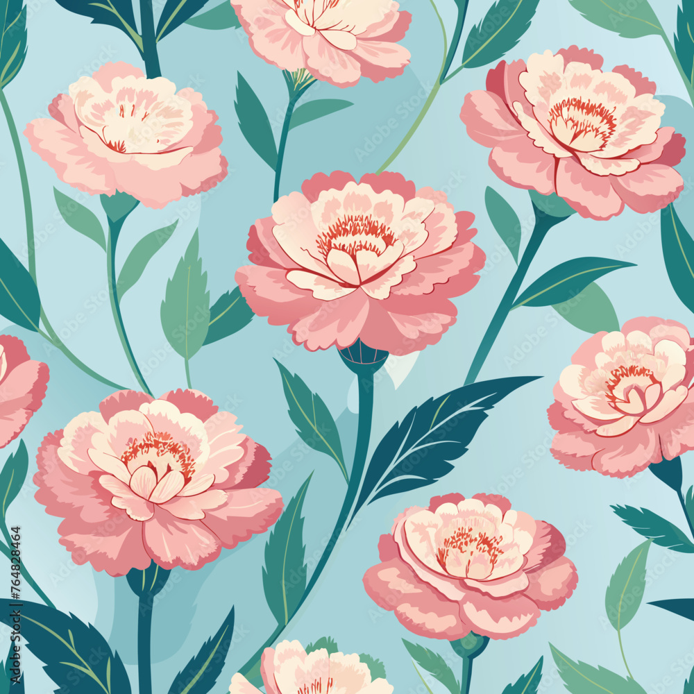 Carnation flowers. Vector file seamless pattern