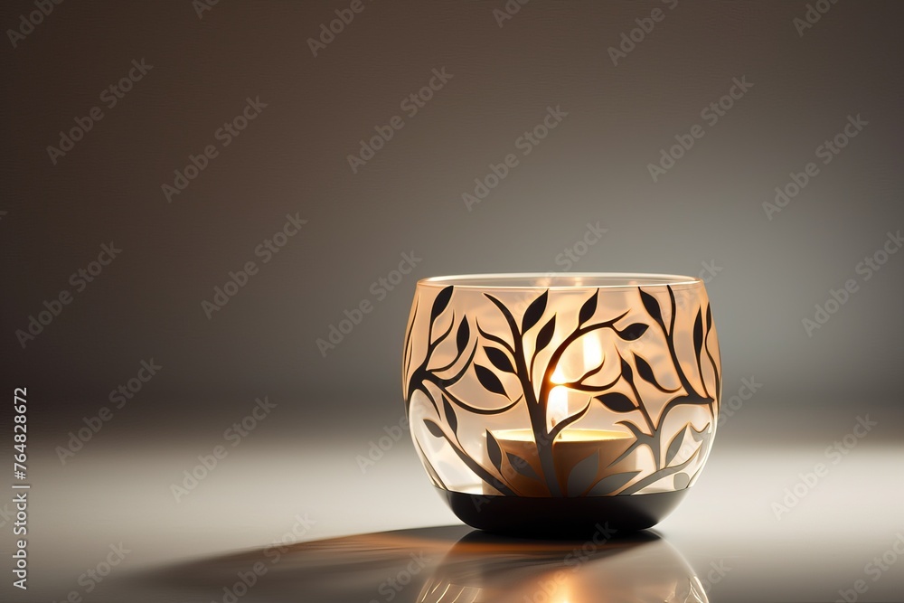 candle in a decorated candlestick on a dark background candle in a decorated candlestick on a dark background