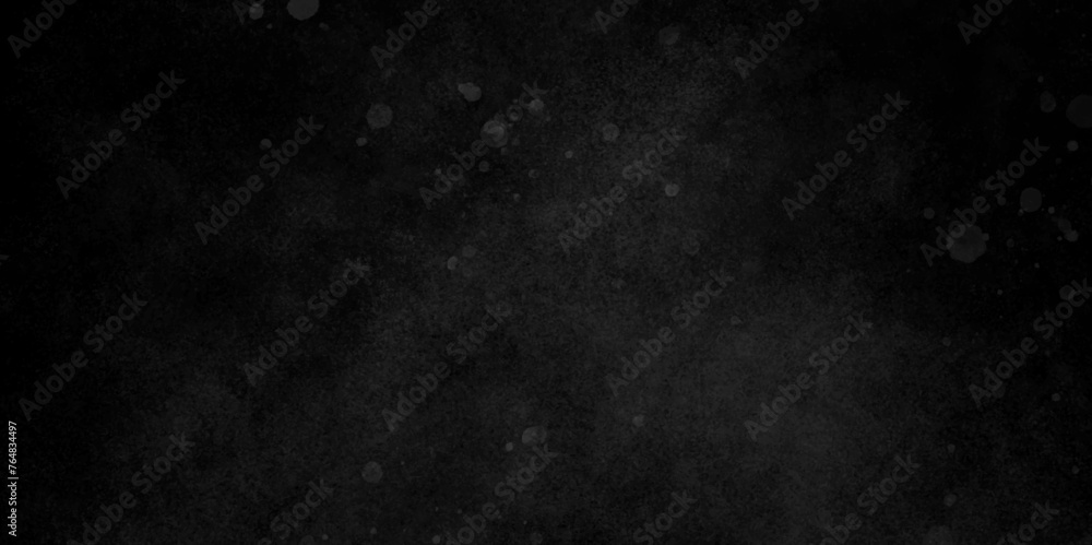 Trendy concrete wall black color for background. Blank wide screen Real chalkboard. Close up retro plain dark black cement and concrete wall background. Abstract design with textured black stone wall  - obrazy, fototapety, plakaty 