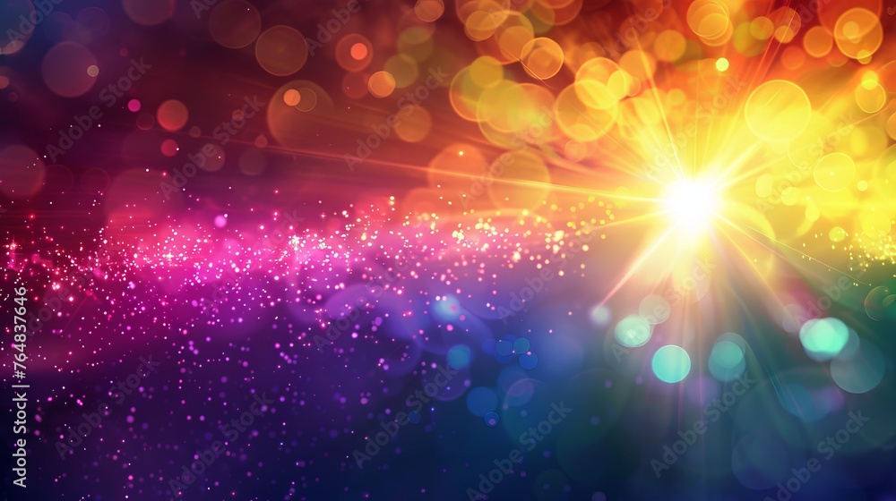 A soft rainbow light flare background that can serve as an overlay, adding a delicate and colorful lighting effect to various designs - obrazy, fototapety, plakaty 