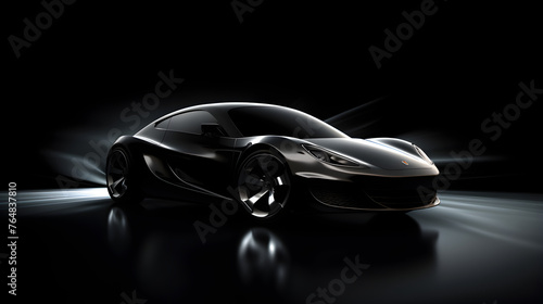3d rendered image of sports car with lightning speed.Hyper car futuristic concept car at high speed neon colorful lights supercar 