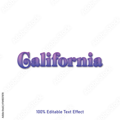 California text effect vector. Editable college t-shirt design printable text effect vector. 3d text effect vector.