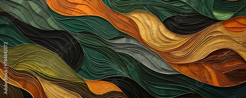an abstract quilt made of brown and green colors, in the style of naturalistic landscape backgrounds