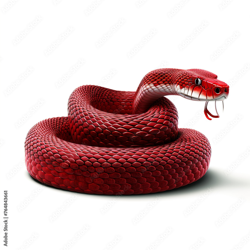Fototapeta premium red snake clipart on a white background сreated with Generative Ai