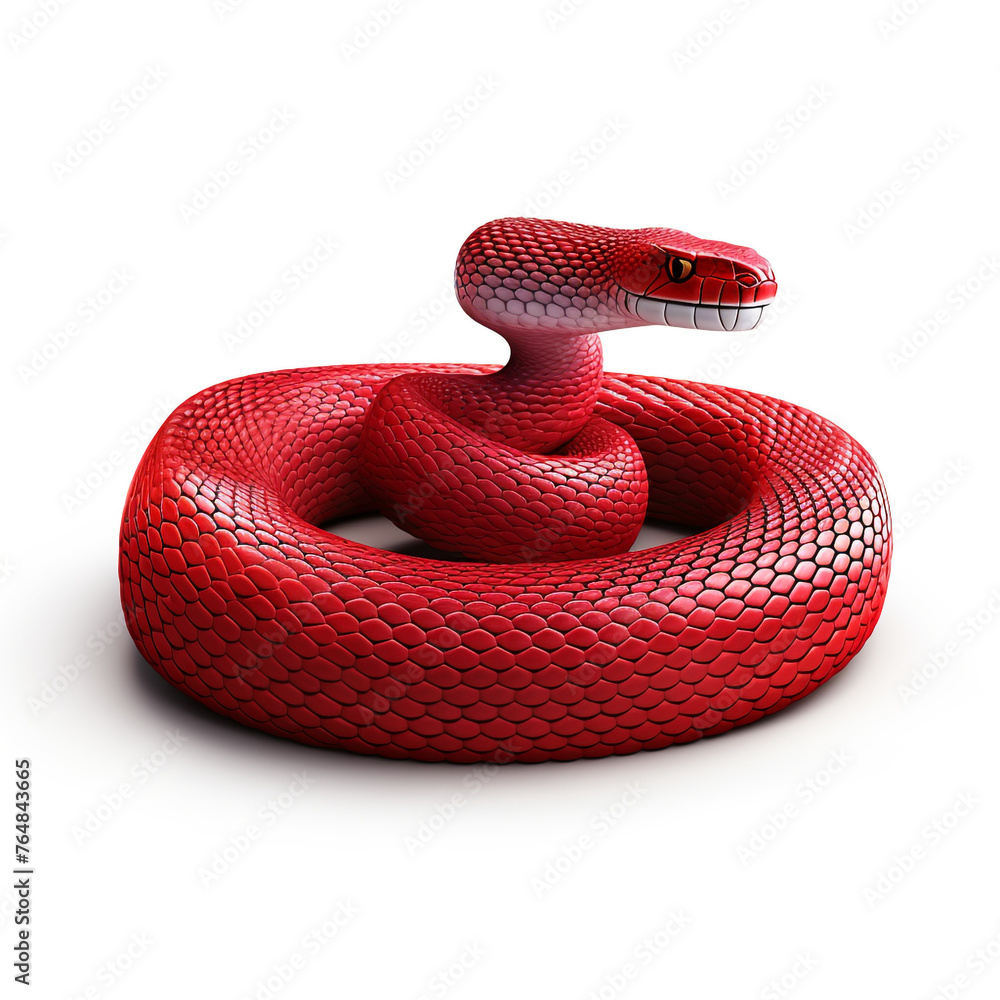 Fototapeta premium red snake clipart on a white background сreated with Generative Ai