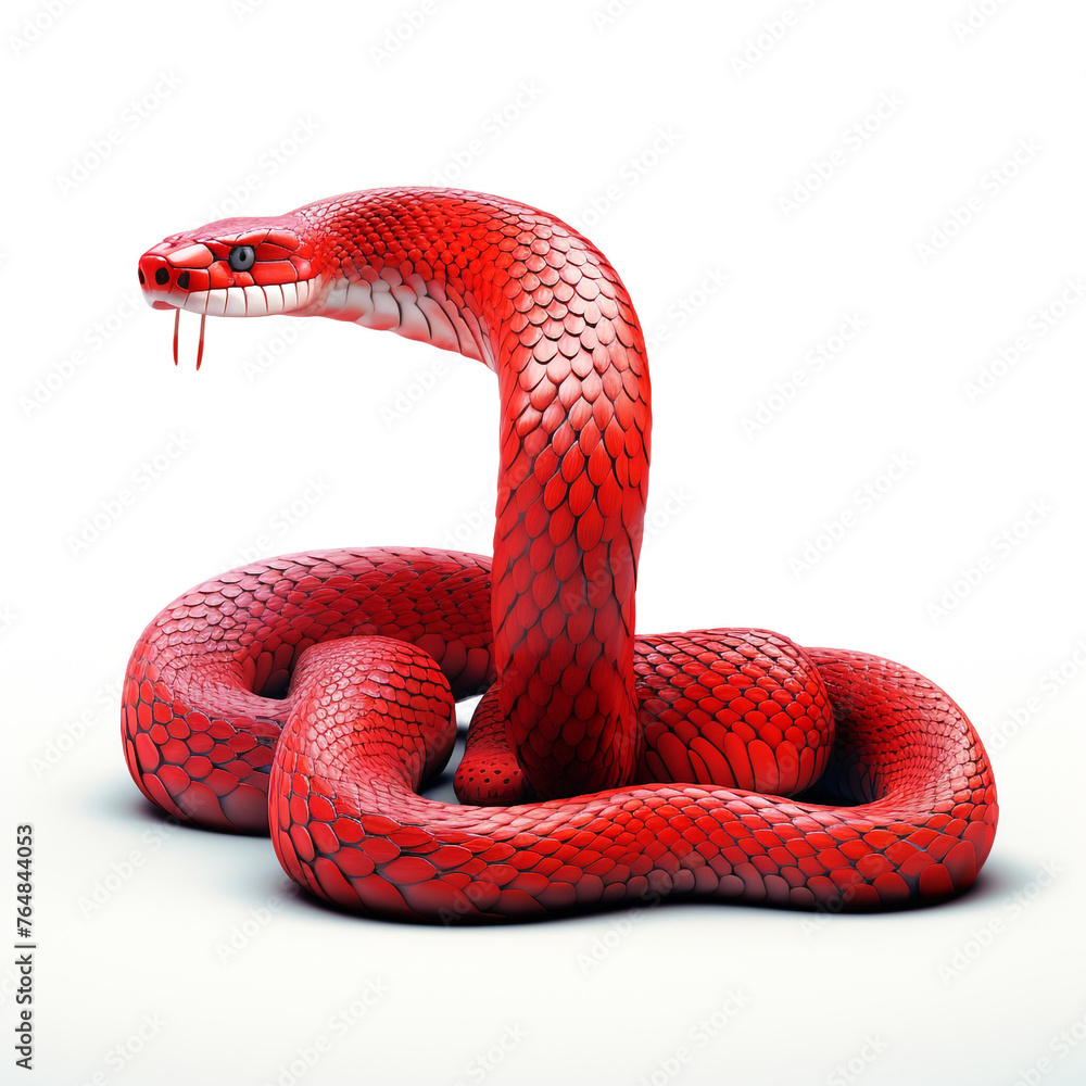 Fototapeta premium red snake clipart on a white background сreated with Generative Ai