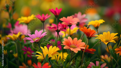 Red, pink, yellow and orange flowers