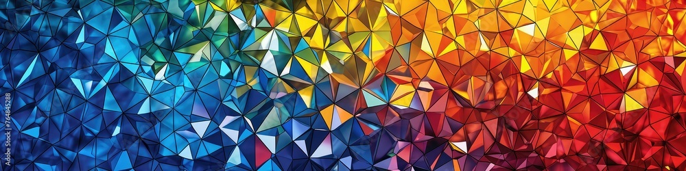 An intricate mosaic of triangles forming a kaleidoscopic pattern against a serene, solid colored backdrop. The composition leaves ample room for customization and creative applications. An intricate mosaic of triangles forming a kaleidoscopic pattern against a serene, solid colored backdrop. The composition leaves ample room for customization and creative applications.