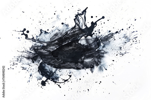 watercolor ink splashes in style floating ethereally on white background.