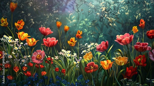 Beautiful spring flowers, f...