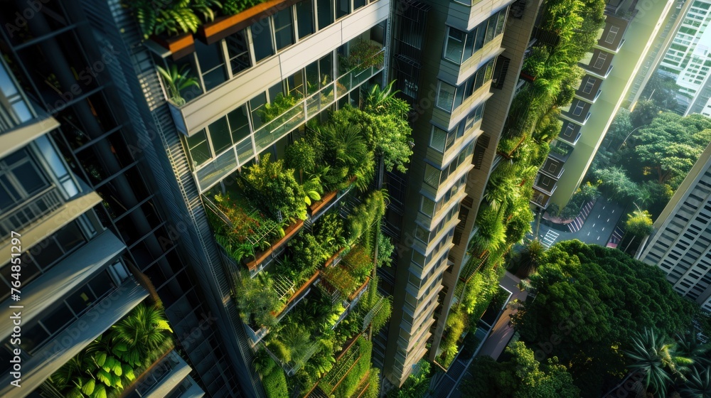 An architect integrates vertical gardens into a high-rise building design.