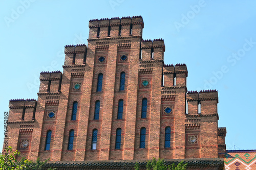 Brick tower with arched windows 