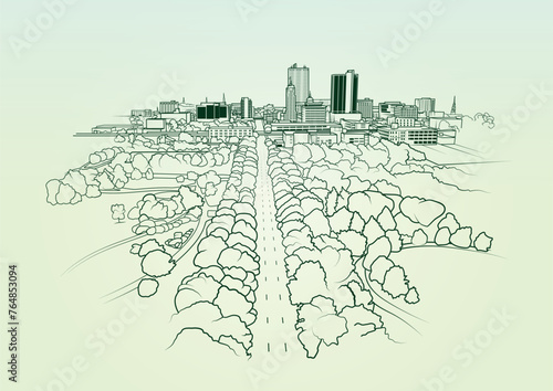  Fort Wayne, Indiana illustrated as a vector line art graphic