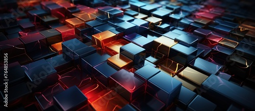 abstract background with cubes in red and blue colors © nahij