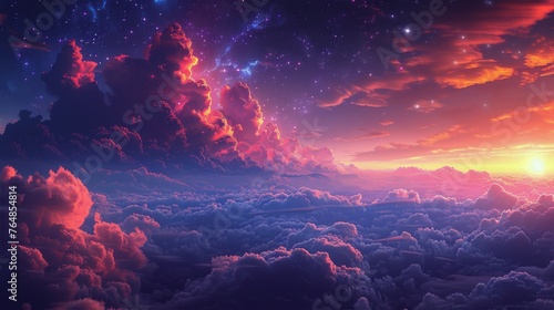 Colorful Space Filled With Stars and Clouds