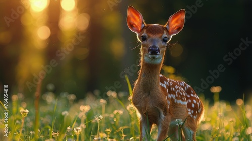 Small Deer on Lush Green Field