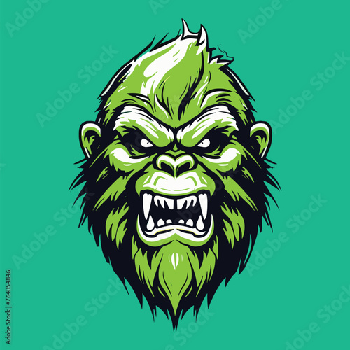 roar green bigfoot head mascot vector