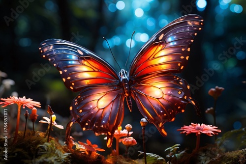 Butterfly in the rainforest with beautiful bokeh background