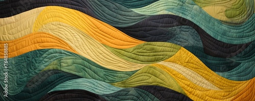 an abstract quilt made of yellow and green colors, in the style of naturalistic landscape backgrounds photo