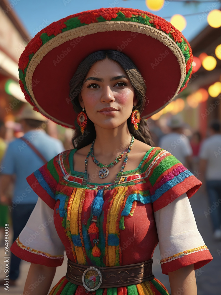 Portrait In Traditional Cinco De Mayo Clothing