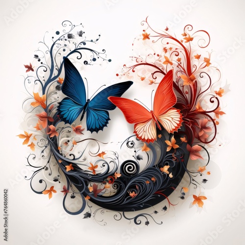 Floral background with butterflies  element for design  vector illustration.