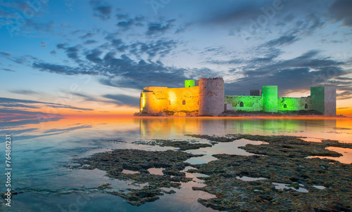 The maiden's castle (Kiz Kalesi) at twilight blue hour - Mersin, Turkey