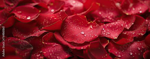 Red rose petals banner.