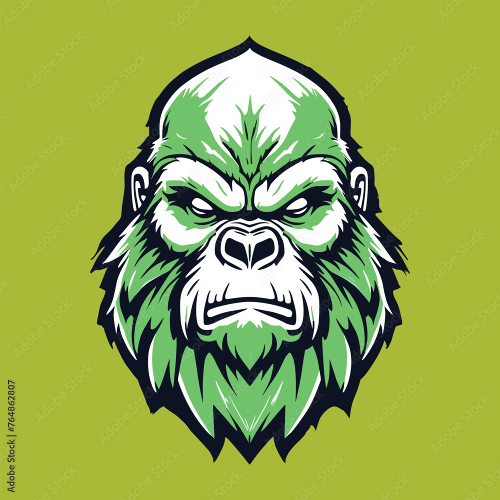 green bigfoot head mascot logo