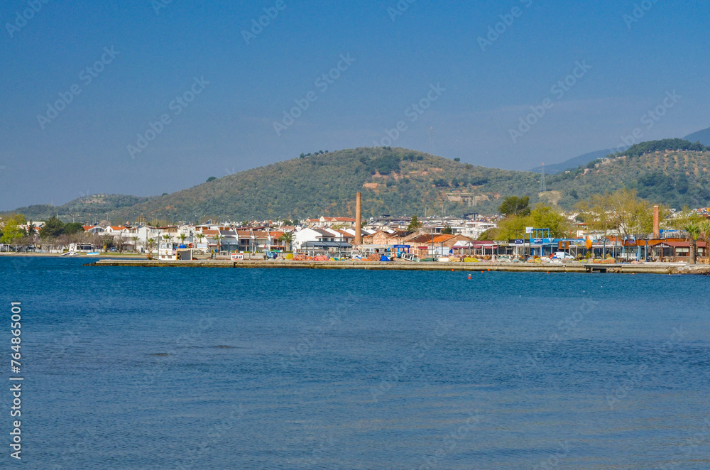 Gure public beach and Edremit coast of Aegean sea (Balikesir province, Turkey)