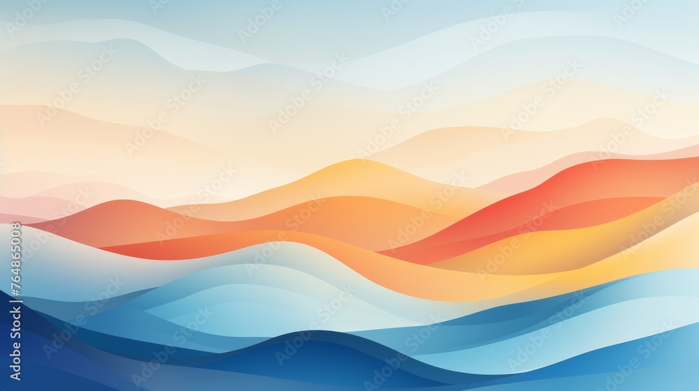 Abstract waves in warm and cool hues with a gradient resembling sunset and ocean.