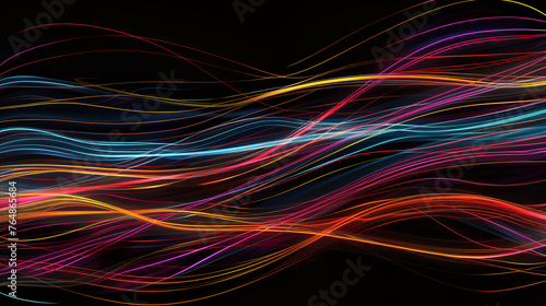 Colorful thin lines on the black background