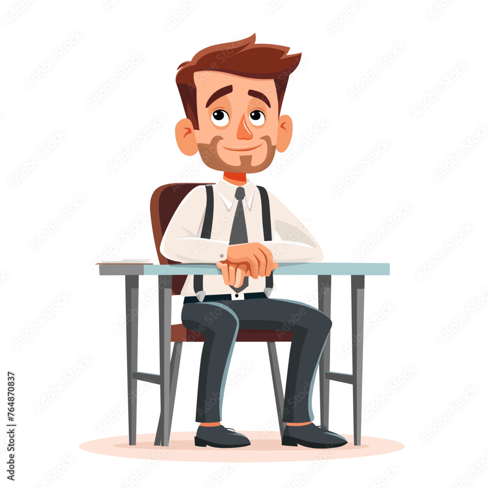 Businessman sitting at the table. Vector illustration in cartoon style Businessman sitting at the table. Vector illustration in cartoon style