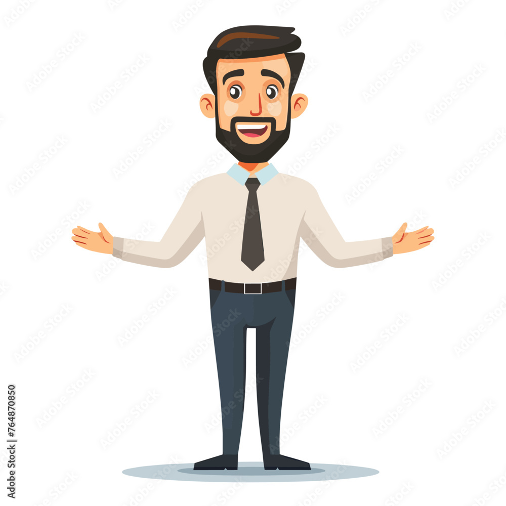 Businessman with open arms. Vector illustration in a flat style. Businessman with open arms. Vector illustration in a flat style.