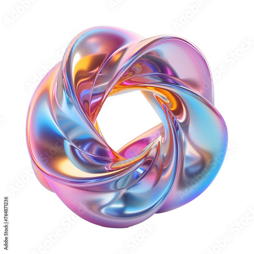Holographic abstract 3D shape. Isolated illustration with transparent background. © Ekaterina Chemakina