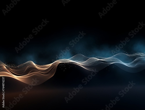 Azure wave on a black background, in the style of futuristic spacescapes