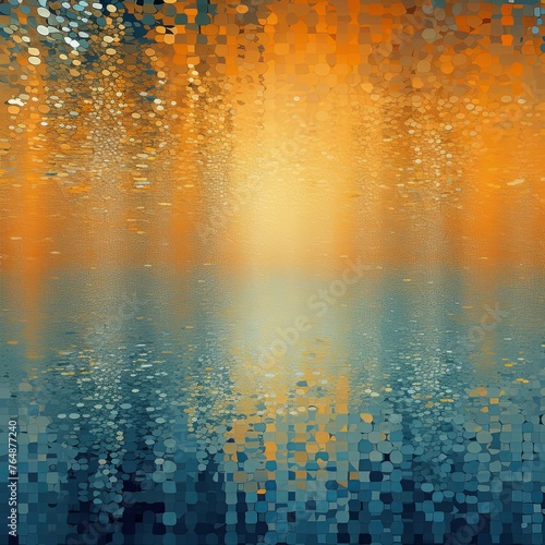Beige and orange abstract reflection dj background, in the style of pointillist seascapes © Lenhard